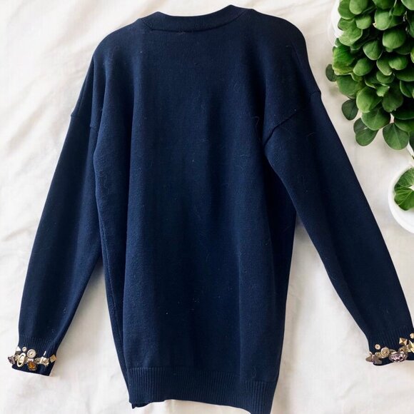 Jaxie's New York Vintage 80’s Embellished Black Sweater Womens Medium - Picture 4 of 14